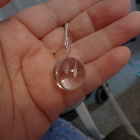 Transparent Glass Globe Real Dandelion Necklace - Picture 2 of 7